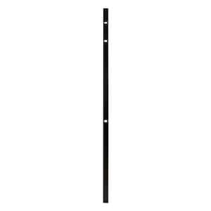 Athens 2 in. x 2 in. x 6 ft. Gloss Black Aluminum Flat Top and Bottom Design Fence Line Post