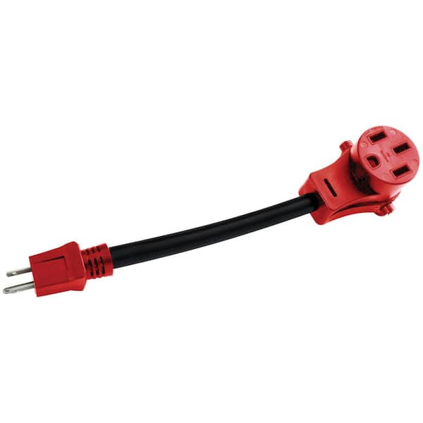 Valterra Mighty Cord 12" Adapter Cord w/Handle - 15AM to 50AF, Red
