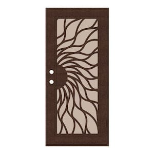 36 in. x 80 in. Sunfire Copperclad Left-Hand Surface Mount Aluminum Security Door with Desert Sand Perforated Screen