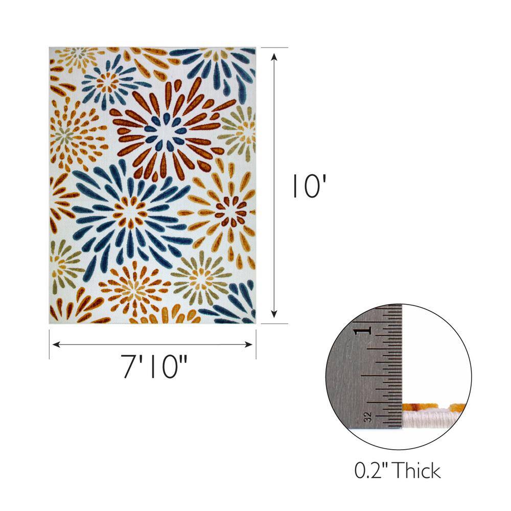 Coastal Breeze Floral Indoor-Outdoor Polypropylene Rug 7'10"x10'