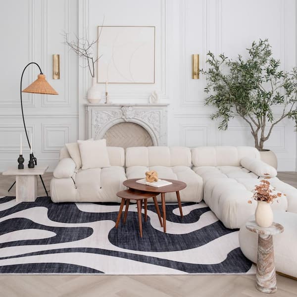 7 ft. x 10 ft. Black and White Zebra Print Area Rug