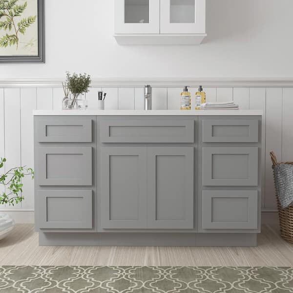 Vanity Art 54 in. W x 21 in. D x 32.5 in. H Bath Vanity Cabinet without Top in Gray