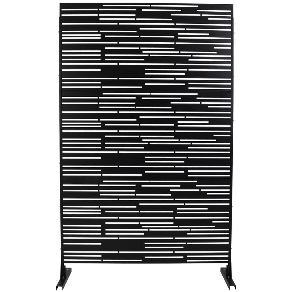 6.3 ft. x 4 ft. Black Steel Freestanding Flat Flat Top Decorative Privacy Screen Metal Fence Panel price history on PriceWatchPro