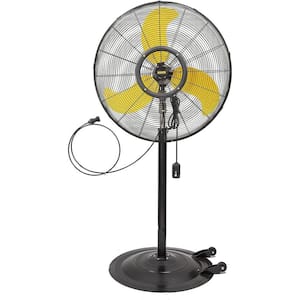 30 in. 3 Speeds Misting Outdoor Oscillating Pedestal Fan in Yellow with 1/3 HP Powerful Motor, 9300 CFM