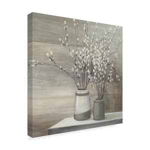 35 in. x 35 in. "Pussy Willow Still Life Gray Pots Crop" by Julia Purinton Printed Canvas Wall Art