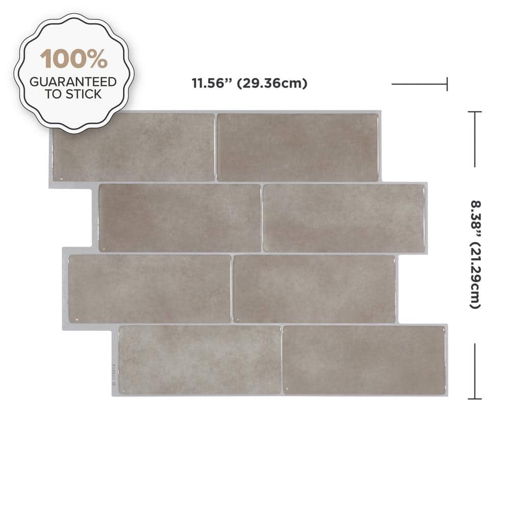 Metro Cologne Beige Glossy Peel and Stick Backsplash Tile