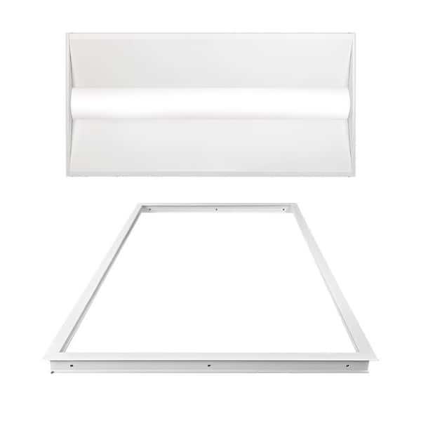 ETI LIGHTING 2 ft. x 4 ft. Center Basket LED Troffer Light with Surface Mount Kit 5850 Lumens 3500K 4000K 5000K 120-277V Dimmable