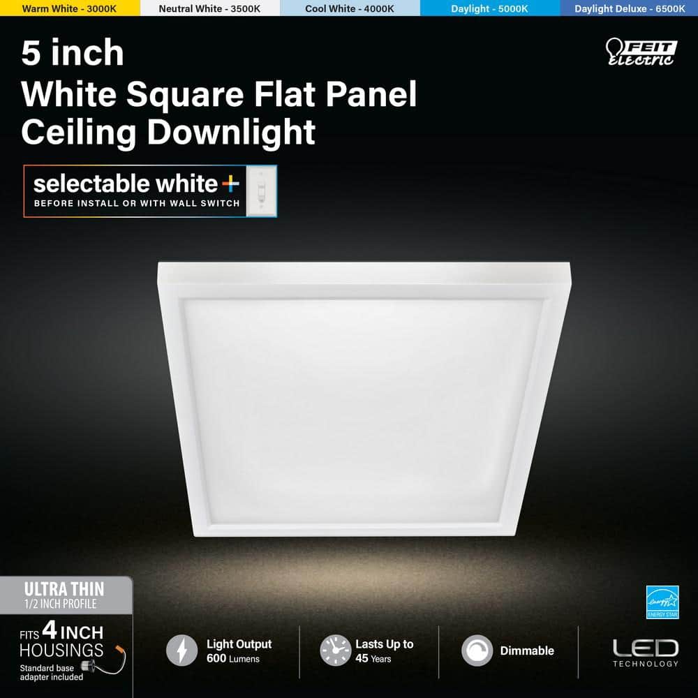 Feit 5-Inch White Aluminum LED Flat Panel Ceiling Light