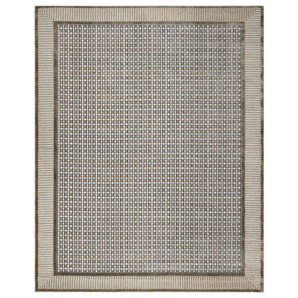 Nordic Ivory Grey 9 ft. x 12 ft. Geometric Contemporary Area Rug