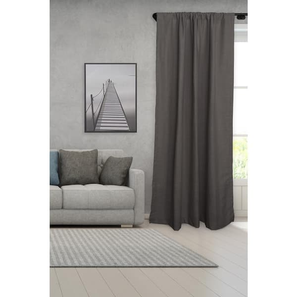 48 in. - 84 in. Adjustable Wraparound Curtain Rod 3/4 in. Dia. in Black