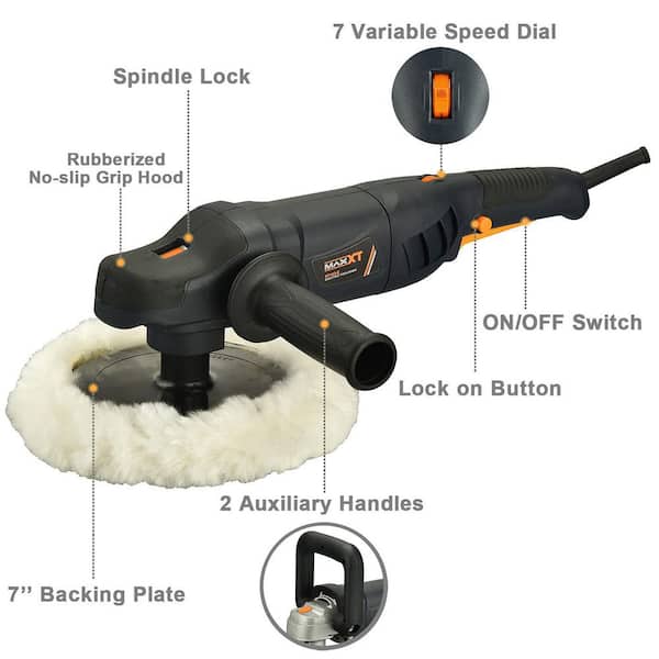 10 Amp Corded 7 in. Car Buffer Polisher Rotary Variable Speed Car Polishing Machine