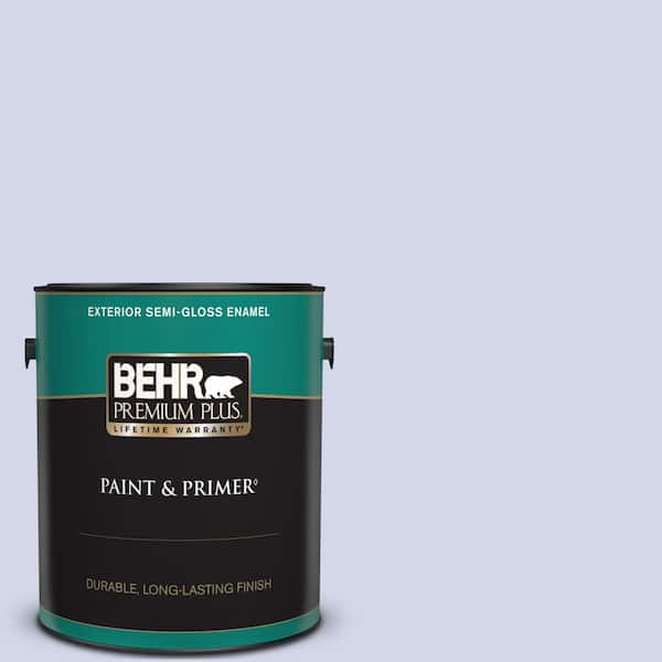 BEHR PREMIUM PLUS 1 gal. #620A-2 Cheerful Whisper Semi-Gloss Enamel Exterior Paint & Primer