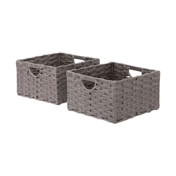Seville Classics Gray 13.25 in. x 8 in. Plastic Decorative Basket Cube Storage Set of 2