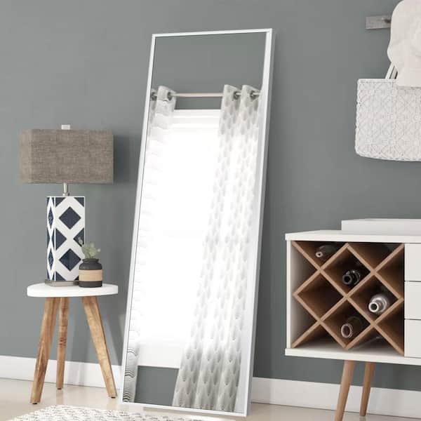 Dovelina Oversized White Plastic Beveled Glass Modern Glam Mirror (65 in. H X 22 in. W)