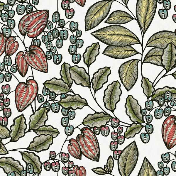 Leif Vine Trail Green Non Pasted Non Woven Wallpaper Sample