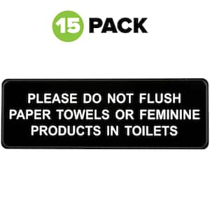 9 in. x 3 in. Please Do Not Flush Paper Towels or Feminine Products in Toilets Sign (15-Pack)