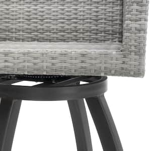 Cannes Swivel Wicker Outdoor Barstools with Sunbrella Navy Blue Cushions (2-Pack)