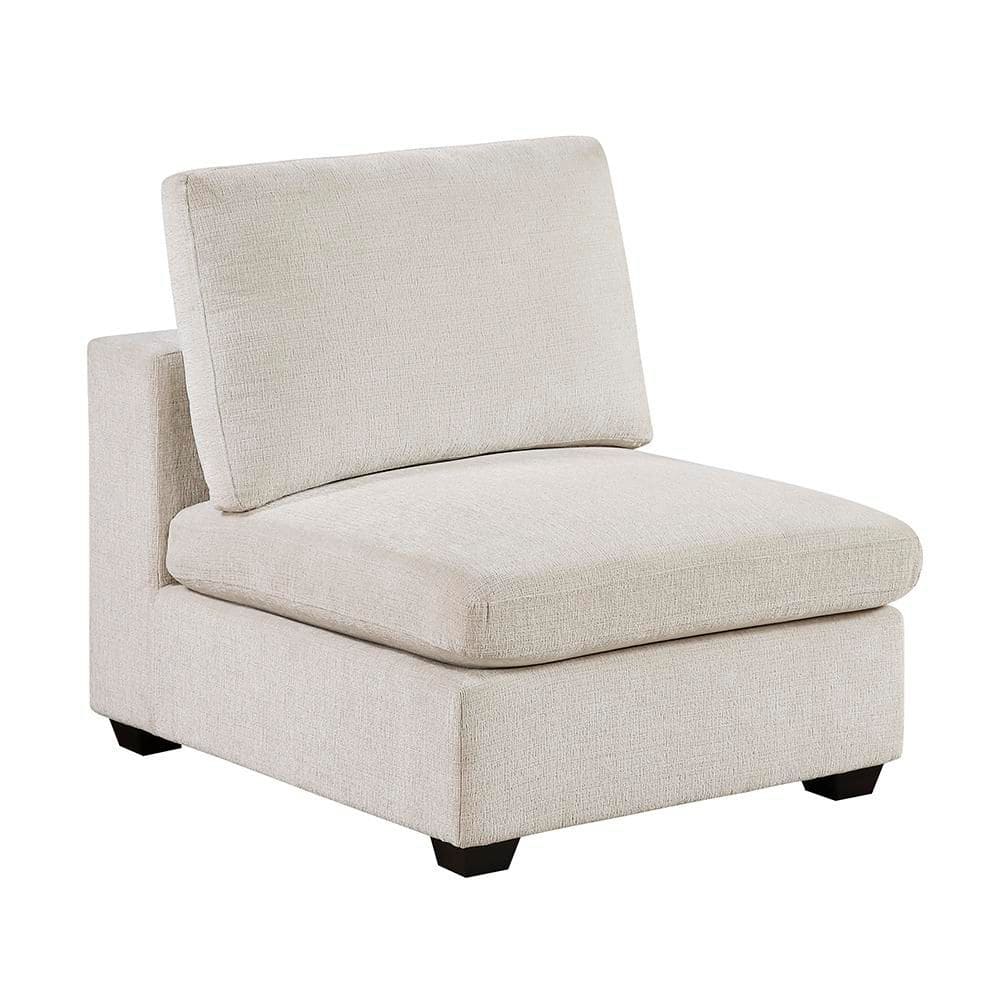 Patina Beige Chenille Upholstery Armless Arm Chair