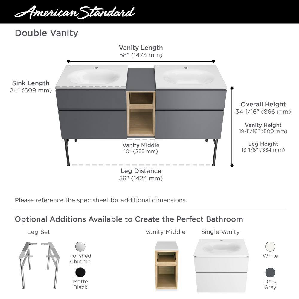 Studio S 24" Dark Gray Wall Mounted Single Bathroom Vanity