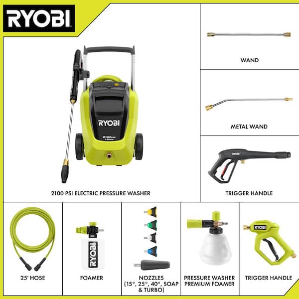 2100 PSI 1.2 GPM Cold Water Corded Electric Pressure Washer with Premium Foam Blaster and Automotive Accessory Kit