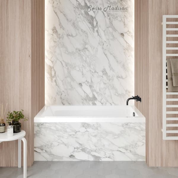 Voltaire 54 in. x 30 in. Acrylic Right Drain Rectangular Alcove Bathtub in White