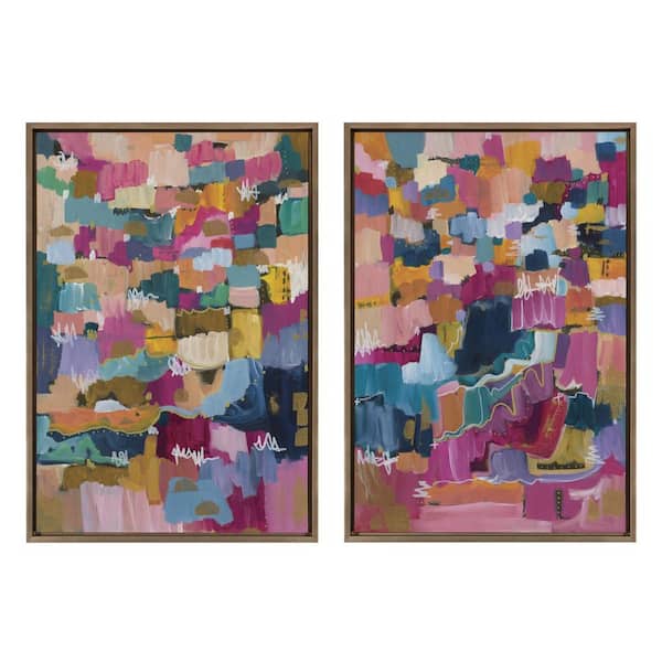 Kate and Laurel Applause by Leah Nadeau Framed Abstract Canvas Wall Art Print 33.00 in. x 23.00 in. (Set of 2)
