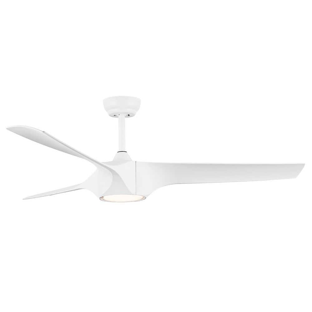 56 in. Dimmable Integrated LED Light Indoor White Remote Flush Ceiling Fan 