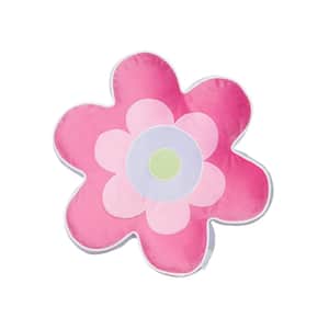 Merrill Girl Pink Flower Shaped 18 in. x 18 in. Throw Pillow