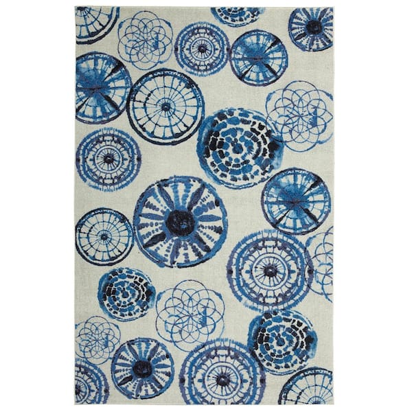 Mohawk Home Bohemian Circles Navy 4 ft. x 6 ft. Medallion Area Rug