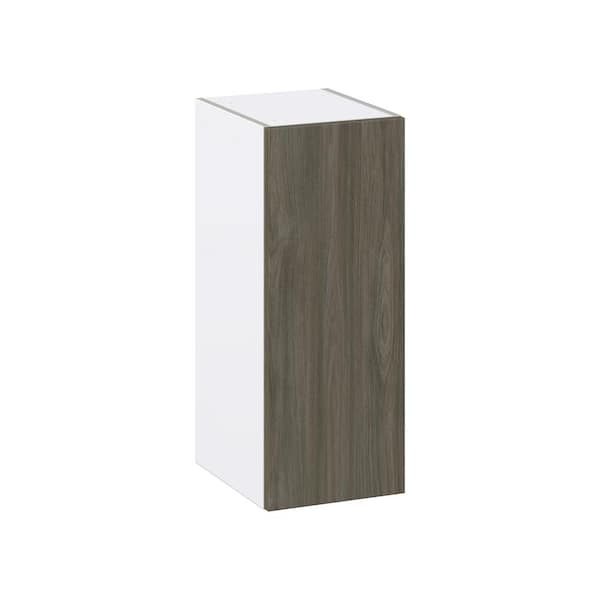 J COLLECTION Medora textured Slab Walnut Assembled Wall Kitchen Cabinet with Full Height Door (12 in. W x 30 in. H x 14 in. D)