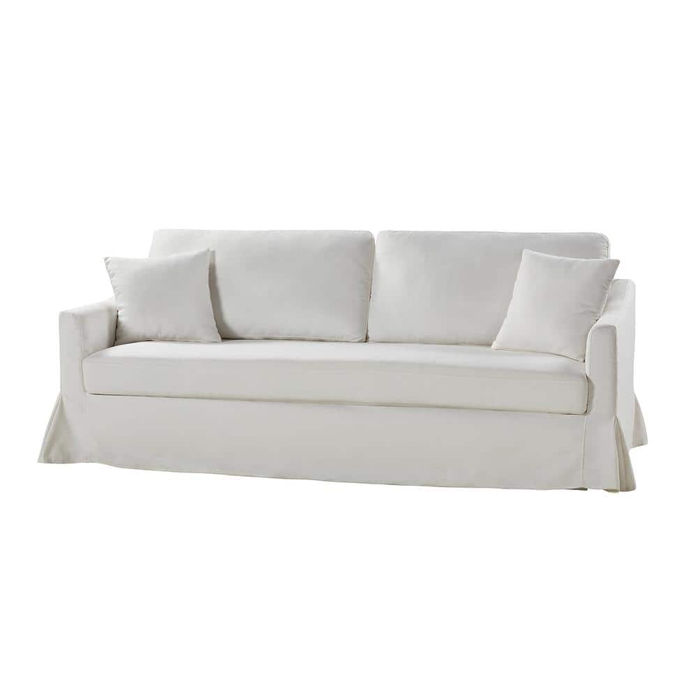 JAYDEN CREATION Wilfried Modern 80.7 in. W Flared Arm Polyester Slipcovered  Rectangle Sofa With Reversible Back Cushion in. WHITE SFAY0816-WTE - The 