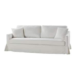 Wilfried Modern 80.7 in. W Flared Arm Polyester Slipcovered Rectangle Sofa With Reversible Back Cushion in. WHITE