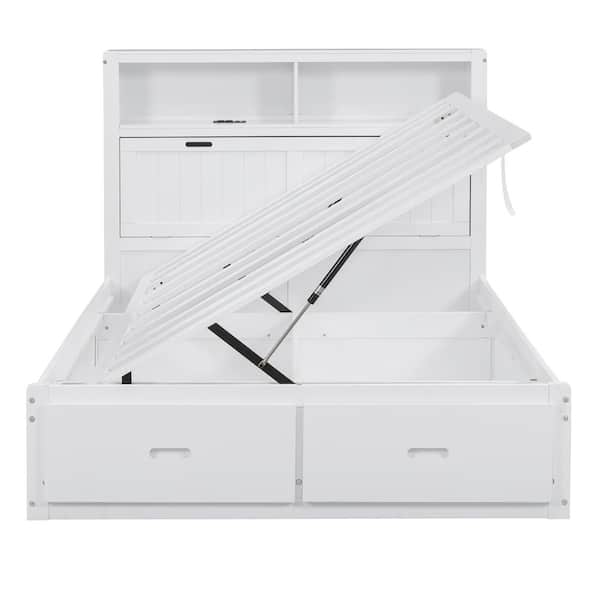 Harper & Bright Designs White Wood Frame Full Platform Bed
