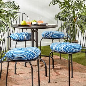 Sapphire Stripe 15 in. Round Outdoor Seat Cushion (4-Pack)