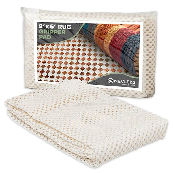 Nevlers 5 ft. x 8 ft. Premium Grip and Dual Surface Non-Slip Rug Pad in White