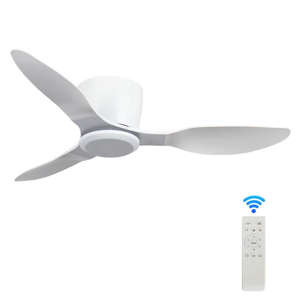 40 in. Smart Indoor Low Profile White Ceiling Fan for Bedroom or Living Roo