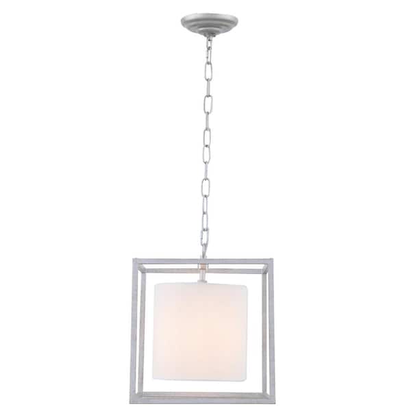 Unbranded Timeless Home 12 in. 1-Light Vintage Silver and White Shade Pendant Light, Bulbs Not Included