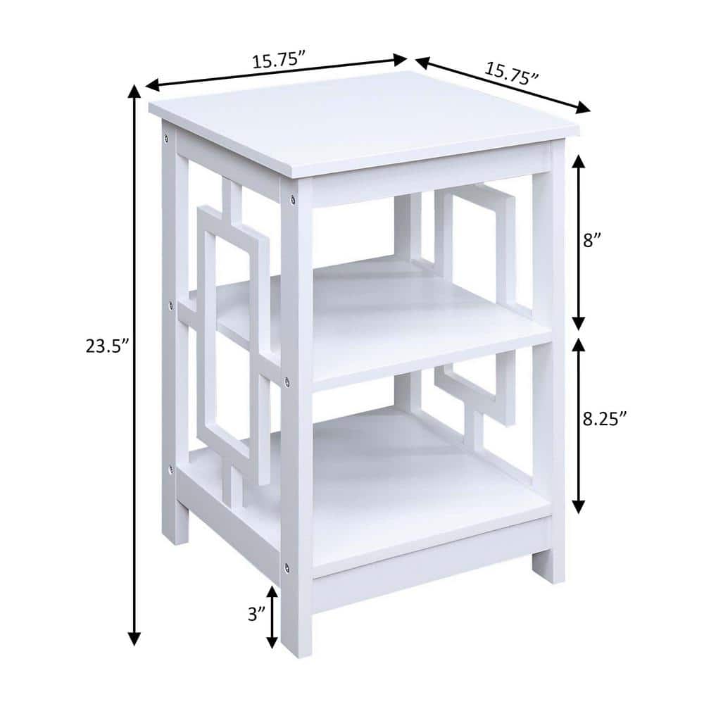 Town Square Asian-Inspired White Wood End Table with Shelves
