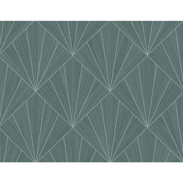 Seabrook Designs 60.75 sq. ft. Juniper and Metallic Silver Mikkeli Embossed Vinyl Unpasted Wallpaper Roll