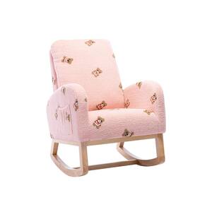Pink Boucle Polyester 26.8 in. W Modern Rocking Chair for Nursery, with Side Pocket