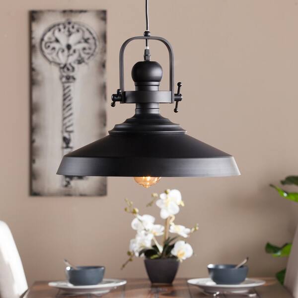 Dido 1-Light Matte Black Pendant Lamp HD88159 - The Home Depot