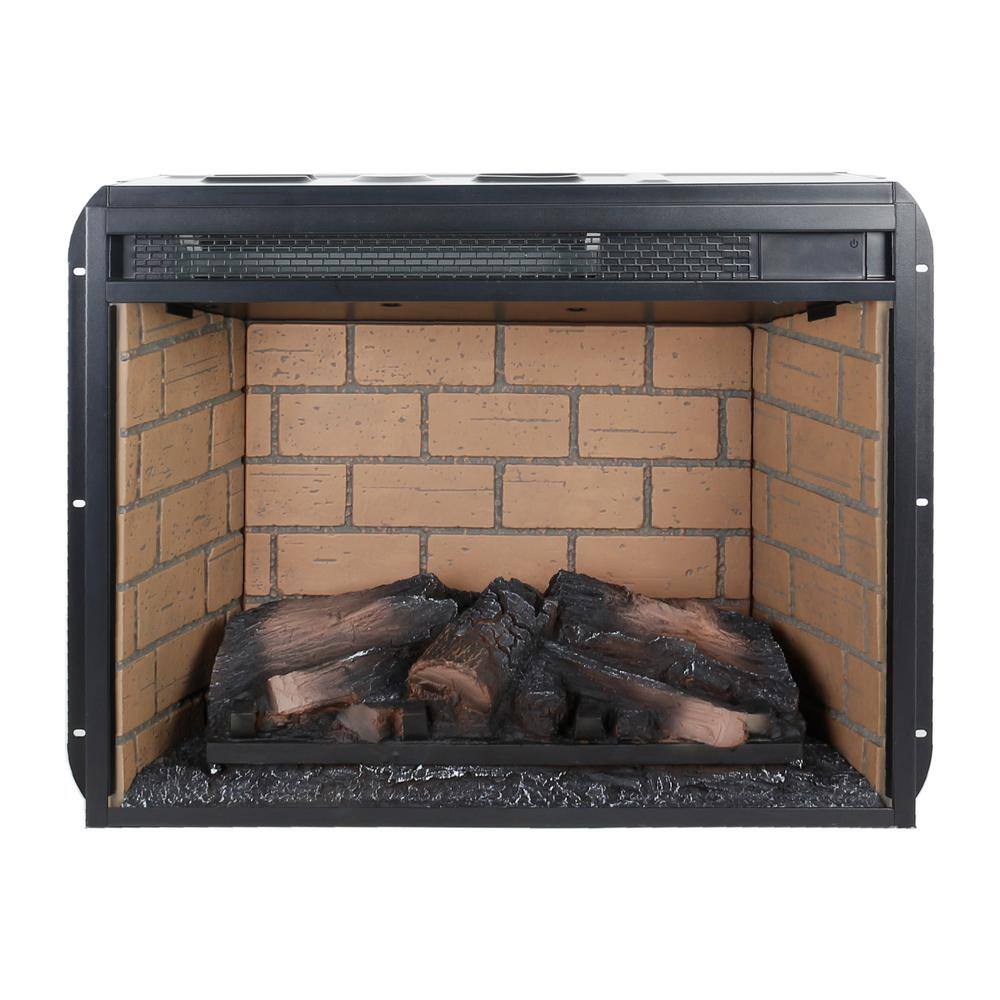 23-Inch Black Electric Fireplace Insert with Realistic Flames