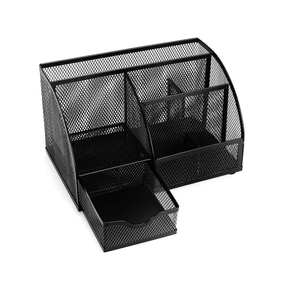 Wire Mesh Desk Organizer Black 7 Compartment Pen Pencil Holder Office Supply Caddy for Home Office School price history on PriceWatchPro
