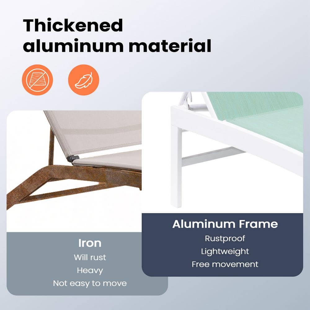 Adjustable Blue Aluminum Outdoor Chaise Lounge Chair
