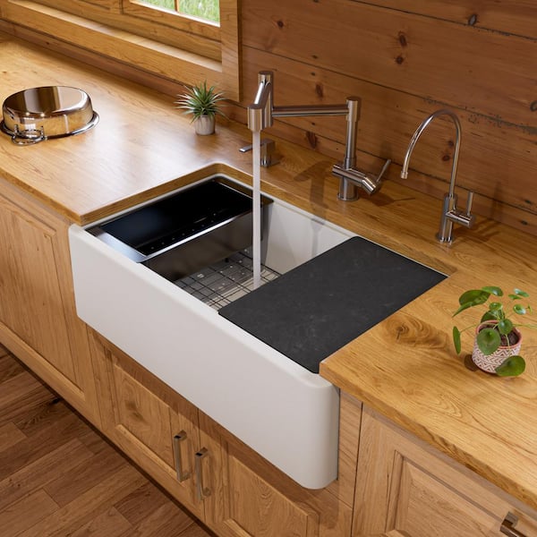 ALFI BRAND Drop-In Granite Composite 33 in. Single Bowl Kitchen Sink in White