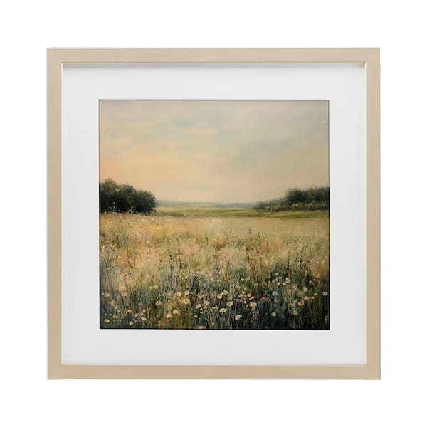 Warm Wildflower Landscape by Petal Prints Design 1 Piece Birch Under Glass Framed Graphic Art Print 16 in. x 16 in.