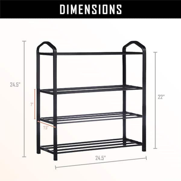 Kahomvis 31 in. H 15-Pair 5-Tier Black Plastic Shoe Rack, Sturdy Shoe Shelf Storage for Bedroom, Entryway and Hallway