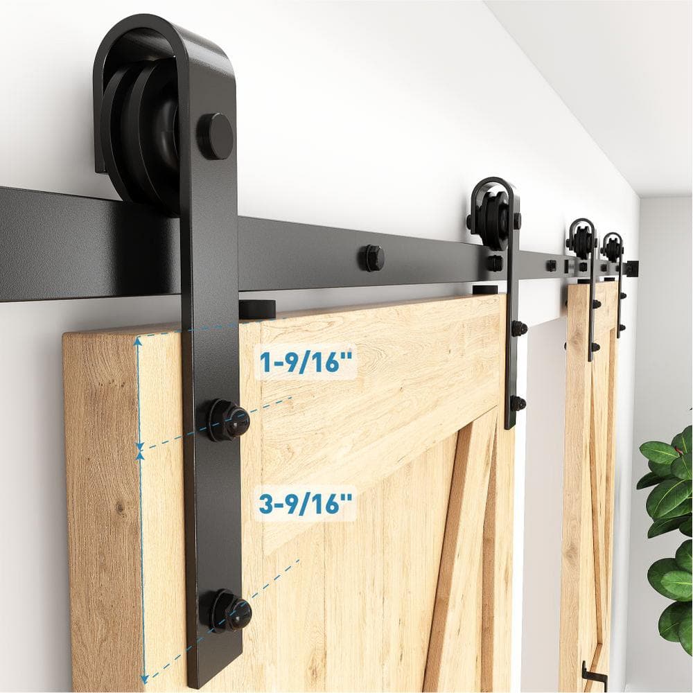 96-inch Matte Black Steel Sliding Barn Door Hardware Kit