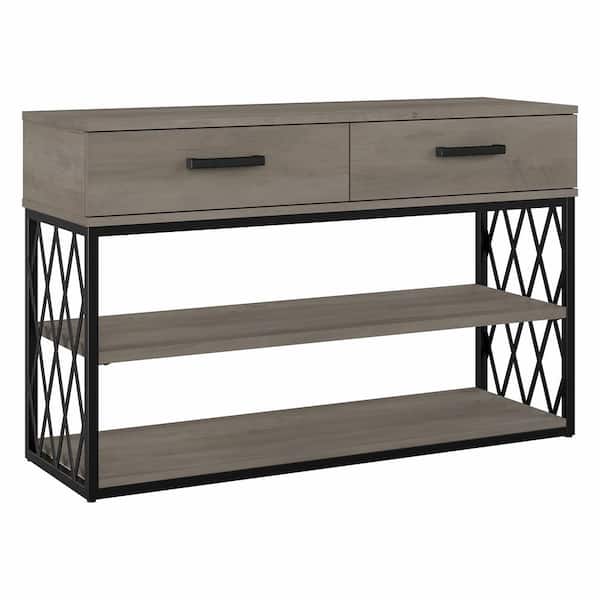 Bush Furniture City Park Industrial Console Table with Drawers and Shelves