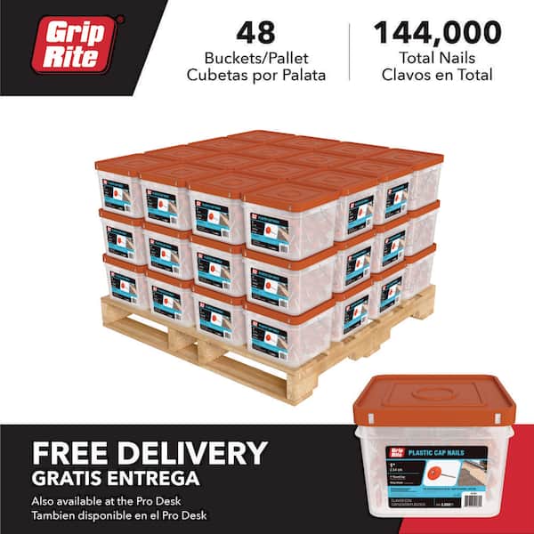 #12 x 1 in. Plastic Round Cap Non-Collated Roofing Nail (3,000-Bucket, 1 Pallet/48 Buckets)